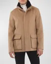Gorski Men's Loro Piana Wool Jacket With Detachable Lamb Shearling Collar In Camel/brown