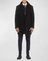 Gorski Men's Loro Wool Short Coat With Merino Shearling Lamb Trim In Black Pattern