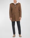 Gorski Men's Loro Wool Short Coat With Merino Shearling Lamb Trim In Whiskey Pattern