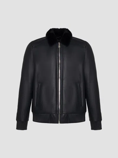 Gorski Men's Merino Shearling Lamb Jacket In Dark Blue