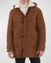 Gorski Men's Merino Shearling Lamb Parka In Cognac Pattern/white
