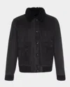 Gorski Men's Shearling Lamb Bomber Jacket In Black