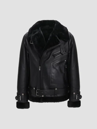 Gorski Men's Shearling Moto Zip Jacket In Black
