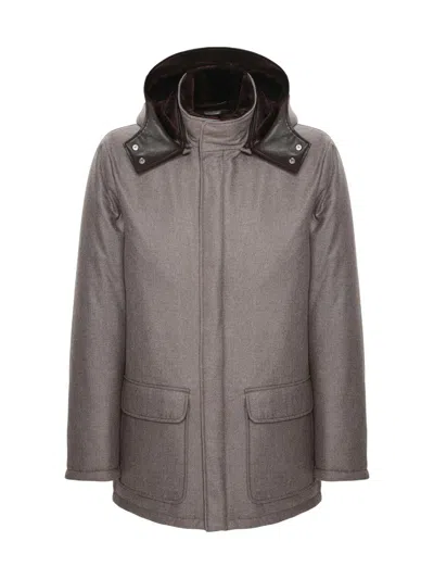 Gorski Men's Wool And Cashmere Blend Parka With Shearling Lining In Multi