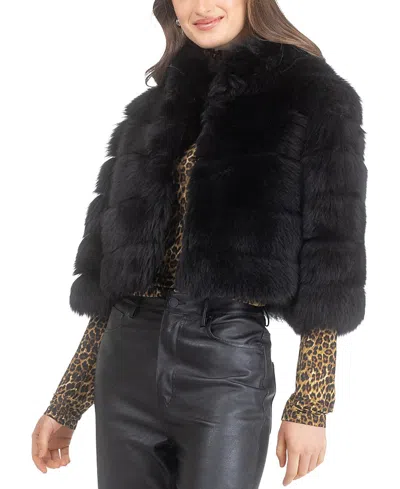 Gorski Merinillo Shearling Lamb Bolero With Cropped Sleeves In Black