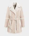 Gorski Merino Lamb Shearling Stroller With Belt In Pink