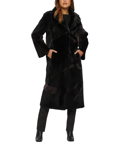 Gorski Merino Shearling Coat With Intarsia In Black