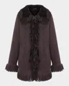 Gorski Merino Shearling Lamb Jacket With Fringes In Brown