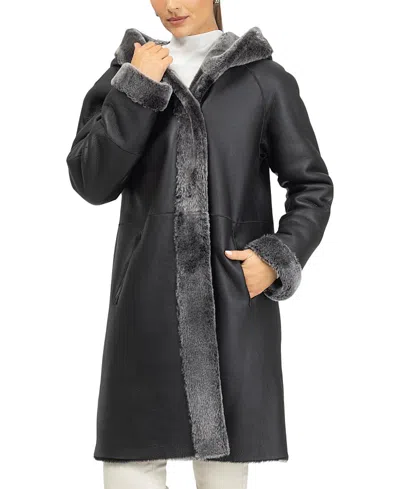 Gorski Merino Shearling Lamb Parka Coat In Black