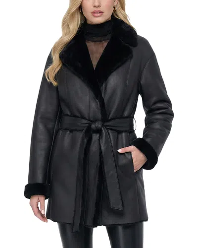 Gorski Merino Shearling Lamb Stroller Coat In Black