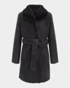 Gorski Merino Shearling Lamb Stroller With Belt In Black