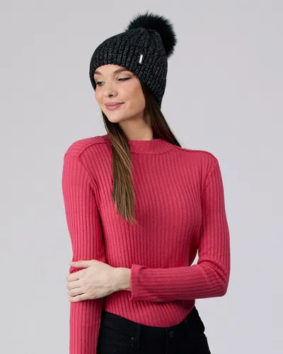 Gorski Metallic Wool Blend Hat With Fox Pompom In Black