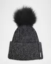 Gorski Metallic Wool-blend Knit Hat With Select Lamb Pompom In Black