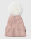 Gorski Metallic Wool Blend Knit Hat With Toscana Lamb Pompom In Multi