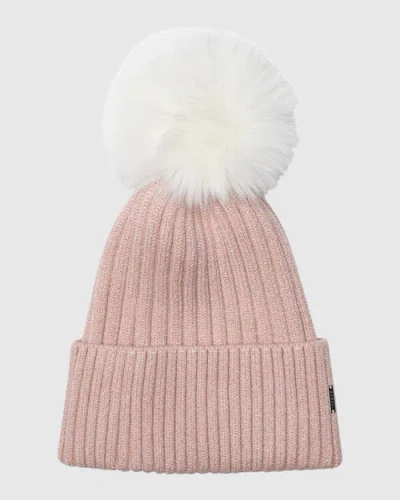 Gorski Metallic Wool Blend Knit Hat With Toscana Lamb Pompom In Multi
