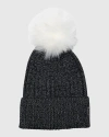 Gorski Metallic Wool Blend Knit Hat With Toscana Lamb Pompom In Multi