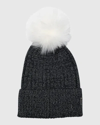 Gorski Metallic Wool Blend Knit Hat With Toscana Lamb Pompom In Multi