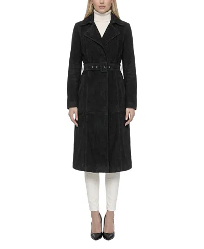Gorski Metis Suede Belted Trench Coat In Black