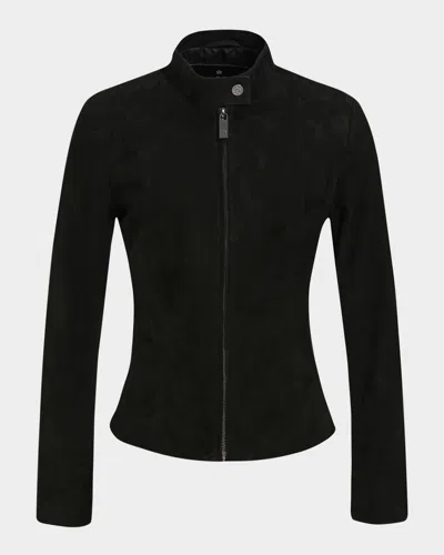 Gorski Metis Suede Slim Zip Jacket In Black