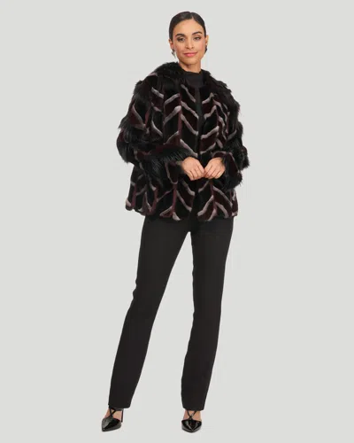 Gorski Mink And Fox Intarsia Jacket In Black