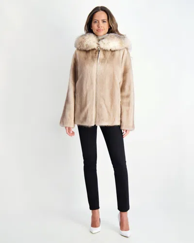 Gorski Mink Jacket With Fox Hood Trim In Multi