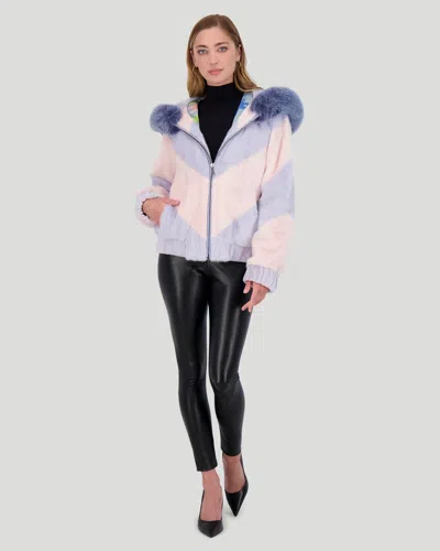 Gorski Mink Jacket With Fox Trim In Blue