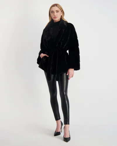 Gorski Mink Jacket With Leather Belt In Black