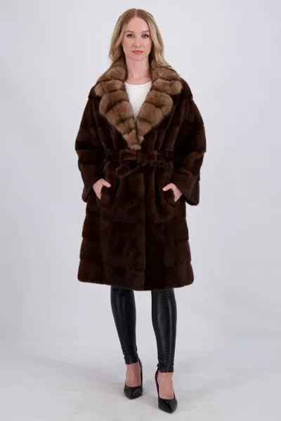 Gorski Mink Jacket With Sable Collar, Mink Belt In Multi