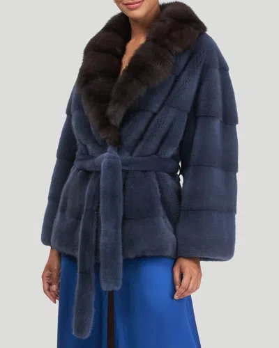 Gorski Mink Jacket With Sable Collar In Multi