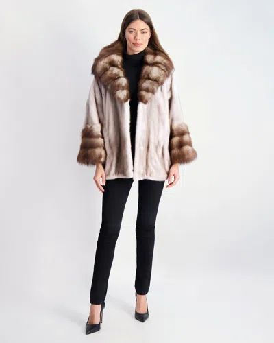 Gorski Mink Jacket With Stone Marten Collar And Cuffs In Multi