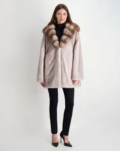 Gorski Mink Jacket With Stone Marten Hood Trim In Multi