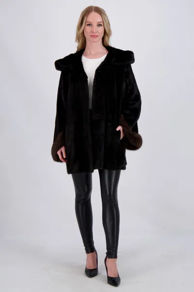 Gorski Mink Parka With Sable Trim In Black