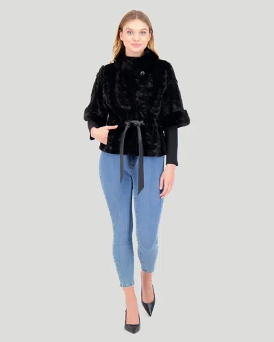 Gorski Mink Sections Jacket With Belt In Black