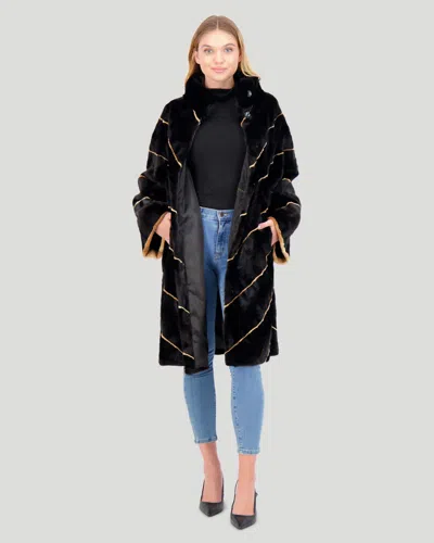 Gorski Mink Sections Short Coat In Black