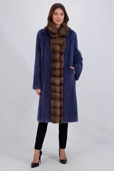 Gorski Mink Short Coat With Sable Collar & Trim In Multi