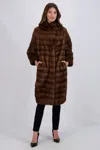 Gorski Mink Short Coat With Sable Collar In Brown