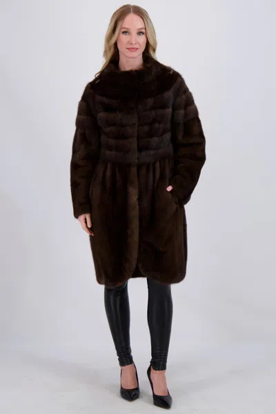 Gorski Mink Short Coat With Sable In Multi