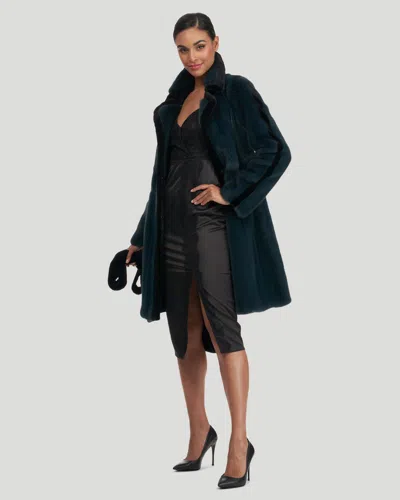 Gorski Mink Short Coat With Sheared Mink Trim In Black