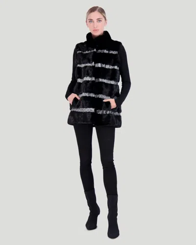 Gorski Mink Vest With Persian Lamb Trim In Black