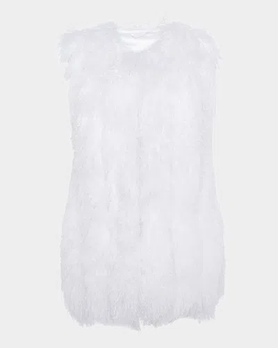 Gorski Monoglian Lamb Vertical Layer Vest In White
