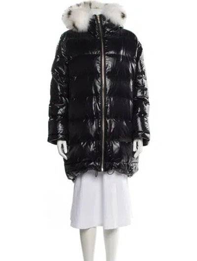 Pre-owned Gorski Nylon Down Coat In Black