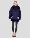 Gorski Nylon Jacket With Mink Trim In Blue