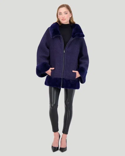 Gorski Nylon Jacket With Mink Trim In Blue