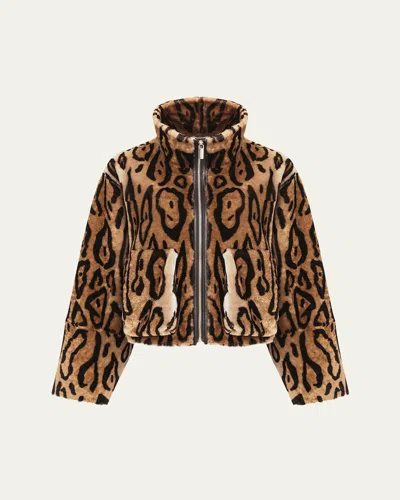 Gorski Ocelot-print Shearling Lamb Zip Jacket In Ocelo Print