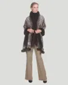 Gorski Paisley Print Cashmere Stole With Fox Trim In Multi