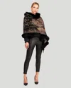 Gorski Printed Cashmere Stole With Fox Tape Top And Bottom In Black