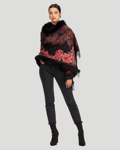 Gorski Printed Cashmere Stole With Fox Trim In Multi