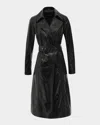 Gorski Python-embossed Metis Suede Belted Trench Coat