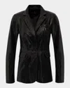 Gorski Python-embossed Metis Suede Blazer In Black
