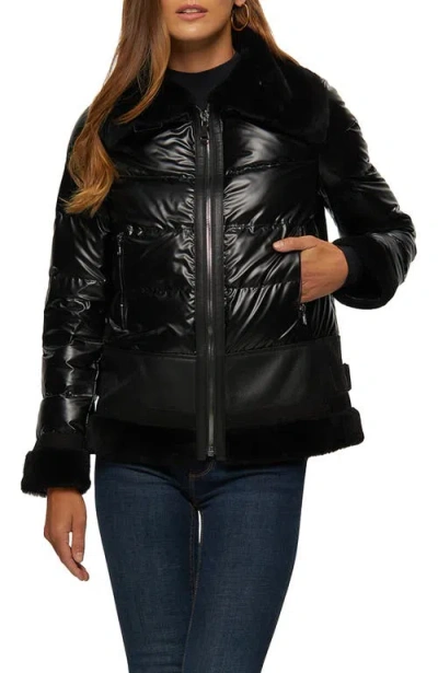 Gorski Quilted Jacket With Genuine Shearling Trim In Black